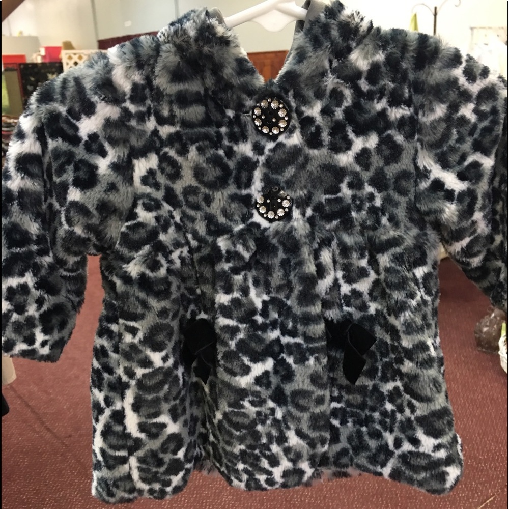 Black, Gray & White Cheetah Print Winter Jacket